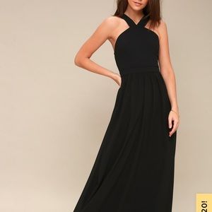 Black floor-length dress